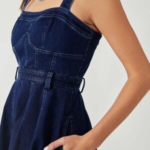 Free People Margot Denim Mini dress sz. M, needs zipper!
